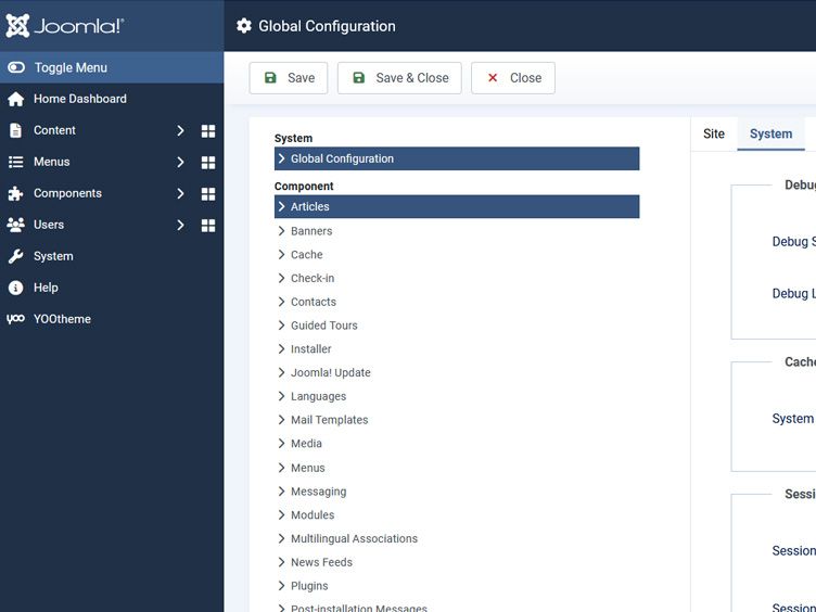 Problemas al guardar Configuración en Joomla